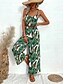 abordables Mono Floral-Mujer Normal Mono Activo Floral Sin Mangas Escote en Pico Espalda al Aire Alta cintura Vacaciones Diario Ajuste regular Verde Trébol Verano