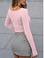 billige Plain t-skjorte-Dame Trange topper Helfarge Stilfull Fritid Y2K Langermet Crew-hals Crop Tops Daglig Ferie Ut på byen Svart Hvit Rosa Brun Sommer Vår