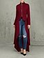 voordelige Overhemdjassen-Dames Vrijetijdsjas Comfortabel Vetoketju Onregelmatige zoom Elegant Modieus Effen Straat Weekend Rits Lang Opstaand Normale pasvorm Lange mouw bovenkleding Zwart Bordeaux Herfst Winter