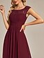 economico Formale / Cravatta nera-Abito da matrimonio A-Line per invitati Abito elegante per invitati al matrimonio Abito lungo senza maniche con scollo a girocollo in chiffon con pieghe arricciate