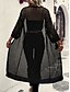 abordables Manteaux &amp; trenchs-Femmes Veste Décontractée Respirant Confortable Découpé Occasionnel Uni Vacances Rue Occasionnel Tenue quotidienne Ouvert devant Long Sans Col Coupe régulière Manche 3/4 Vêtements d&#039;extérieur Noir