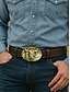 billige Bælter til mænd-Bælte i western-stil i kunstlæder til mænd med bronzespænde af tyrekranie, perfekt til afslappet og cowboy-outfits