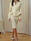 cheap Tuxedo Dresses-Two Piece Mermaid / Trumpet Mother of the Bride Dress Peplum Dress Elegant Simple Minimalist V Neck High Neck Tea Length Crepe Stretch Fabric Long Sleeve with Covered Buttons
