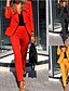 preiswerte Blazer &amp; Anzüge-Damen Geschäftlich Formell Blazer-Anzüge Langarm Hemdkragen Einfarbig Büro Geschäft Lässig Schwarz Gelb Rote Sommer Normale Passform