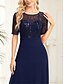 economico Semi-formale / Cocktail-Abiti Quinceanera A-Line Elegante Vestito Cerimonia Matrimonio Lunghezza Pera Maniche Corte Collo a Giro Chiffon con Plissettature
