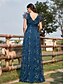 abordables Champagne-Robes de quinceanera en forme A Robe élégante Robe de mariage formelle longueur sol manches courtes col en V sequins dos en V avec sequins
