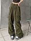 abordables pantalones cargo de mujer-Mujer Pantalones cargo pantalones Ropa de calle Casual Longitud total Cintura Media Plano Bolsillo Diseño de cordón elástico Confortable Al Aire Libre Cómodo Exterior Calle Magenta Vino Albaricoque