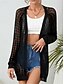 abordables Abrigos &amp; Trench-Mujer Chaqueta casual Transpirable Cómodo Cortado Casual Plano Vacaciones Calle Casual Ropa Cotidiana Frente Abierto Regular Sin Cuello Ajuste regular Manga Larga Ropa de calle Negro Blanco Caqui