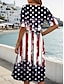 billiga Självständighetsdag Klänning-Kvinnors patriotiska midi-klänning sommarklänning plisserad klänning semester avslappnad helg lös passform grafisk randig amerikansk flagga halvärmad rundhals röd blå mörkblå sommar