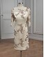 abordables Conjuntos de vestidos para mamá-Traje de Dos Piezas Bordado Floral Encaje Madre de la Novia Elegante Simple Lujoso Cuello Redondo Largo de Té Manga Media con Chaqueta de Chifón