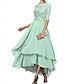preiswerte Teelänge-A-Linie Brautmutterkleid Elegant Einfach U-Boot-Ausschnitt Asymmetrisch Polyester Halbarm mit Einfarbig 2025