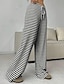 abordables Pantalon droit-Femmes Slacks Pantalons Streetwear Occasionnel Longueur complète Naturel Rayé Conception à cordon élastique Confortable Extérieur Extérieur Vacances Fête Brun / Blanc blanc / bleu Noir et blanc Noir
