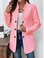 abordables Blazers et Costumes-Femmes Blazer Confortable Respirant Boutons Occasionnel Uni Bureau Rue Occasionnel Tenue quotidienne Simple Boutonnage Régulier Col montant Coupe régulière manche longue Vêtements d&#039;extérieur Noir