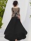 abordables Robes de cocktail-Robes de cocktail A-Line dentelle florale en sequins robe élégante mariage formel longueur thé manches 3/4 robe en satin avec volants