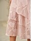 billige Formelle skjørt-Dame الالتفاف Elegant Midi Medium Midje Skjørt Blomster Multi Layer Uelastisk Fest Avslappet Rosa Sommer Chiffon
