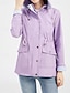 abordables chaqueta activa-Mujer Gabardina Impermeable Mantiene abrigado Cremallera Bolsillo Moda Exterior Plano Noche Fin de semana Cremallera Regular Con Capucha Ajuste regular Manga Larga Ropa de calle Negro Amarillo Vino