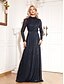 baratos Formal / Black Tie-Vestido de Festa Mermaid  Trompete Elegante Vestido Formal de Casamento Comprimento do Chão Manga Longa Gola Alta Gola Mock com Drapeado
