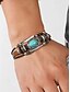 billige Menns smykker-Armbånd i turkis lær for menn med hodeskalle og metalldetaljer, bohemsk western-stil, perfekt for både hverdagsbruk og fritidsbruk