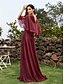 ieftine albastru-Rochii A-Line pentru quinceanera rochie elegantă formală lungime până la podea cu mâneci de 3/4 cu gât în V din chiffon cu spate în V și pliseuri