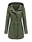 levne Trench Coaty-Dámské Trenčkot Zahřívací Pohodlné Zip Kapsy Módní Venkovní Bez vzoru Jdeme ven Víkend Zip Standardní Kapuce Běžný Dlouhý rukáv Svrchní oděvy Černá Bílá Armádní zelená Podzim Zima