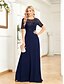 economico Semi-formale / Cocktail-Abiti Quinceanera A-Line Elegante Vestito Cerimonia Matrimonio Lunghezza Pera Maniche Corte Collo a Giro Chiffon con Plissettature