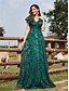 abordables Champagne-Robes de quinceanera en forme A Robe élégante Robe de mariage formelle longueur sol manches courtes col en V sequins dos en V avec sequins