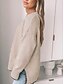 billige Solide farver-Dame Bluse Afslappet Blødt Ren farve Rillet Rund hals Patchwork Strikket Langærmet Almindelige toppe Strikke udendørs Daglig Weekend Grøn Kakifarvet Efterår Vinter