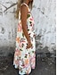 abordables Vestidos florales-Mujer Vestido maxi Vestido de una línea Vestido lencero Vacaciones Casual Boho Exterior Noche Ajuste regular Floral Sin Mangas Escote en Pico Azul Piscina Albaricoque Beige Verano