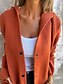 abordables Abrigos &amp; Trench-Mujer Chaqueta casual Transpirable Cómodo Botones Bolsillo Casual Plano Vacaciones Calle Casual Ropa Cotidiana Botonadura Simple Largo Con Capucha Ajuste regular Manga Larga Ropa de calle Rojo