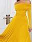 economico Matrimonio Informale / Di Giorno-Abito da Cocktail A-Line Jersey Stretch Abito Brillante Elegante Abito Formale Semi Formale Matrimonio Lunghezza Tè Lunghezza Midi Manica Lunga Scollo Off Shoulder con Dettagli Arricciati