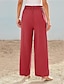 ieftine picior lat și talie înaltă-Pentru femei Picior Larg Pantaloni Șic Stradă Casual Lungime totală Talie Înaltă Culoare solidă Buzunar Respirabilitate Απαλό Micro-elastic Vacanță Stradă Purtare Zilnică Negru Rosu Maro Kaki