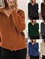 baratos Cardigã Liso-Mulheres Carregam Moda Côr Sólida Estriado Colarinho de Camisa Zíper Tricotado Manga Longa Tops regulares Tricotar Ao ar livre Diário Feriado Preto Verde Outono