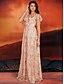 abordables Champagne-Robes de quinceanera en forme A Robe élégante Robe de mariage formelle longueur sol manches courtes col en V sequins dos en V avec sequins