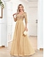 ieftine Semi-formal / Cocktail-Rochii de quinceanera A-line rochie elegantă formală nuntă lungime până la podea mânecă de jumătate de lungime decolteu în V tul cu paiete