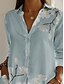 voordelige Bloemen Blouses-Dames Overhemd Knop Afdrukken Bloemig Actief Dagelijks Stijlvol Lange mouw Overhemdkraag Normale tops Dagelijks Feestdagen blauw Lente Herfst