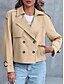 abordables Abrigos &amp; Trench-Mujer Chaqueta casual Cómodo Transpirable Cremallera Bolsillo Moda Casual Plano Vacaciones Calle Casual Ropa Cotidiana Botonadura Simple Corto Cuello Vuelto Ajuste regular Manga Larga Ropa de calle