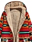 baratos jaquetas sherpa-Mulheres Casaco de lã Casaco Casaco com capuz Manter Quente Confortável Zíper Bolsos Moda Moderno Casual Geométrica Para Noite Final de semana Zíper Padrão Com Capuz Normal Manga Longa agasalhos