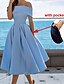 baratos Vestidos de Cocktail-Vestidos de Coquetel em A Vestido Elegante Casamento Formal Comprimento do Chá Sem Mangas Ombro a Descoberto Satim Costas Núas com Pregas