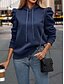 preiswerte Einfache Oberteile-Damen Kapuzenpullover Einfach Lässig Langarm Mit Kapuze Normale Oberteile Straße Alltagskleidung Schwarz Rosa Wein Blau Beige Herbst Winter
