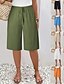 baratos Shorts-Mulheres chinês Bermudas Férias Moda Básico Comprimento do joelho Cintura Alta Tecido Bolsos Cintura elástica Confortável Macio Micro-Elástica Ao ar livre Rua Verde Militar Azul marinho Preto Branco