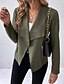 baratos Blazers e Fatos-Mulheres Jaqueta casual Confortável Zíper Moda Ao ar livre Tecido Para Noite Final de semana Abertura Frontal Padrão Aberto para a Lateral Normal Manga Longa agasalhos Preto Marron Verde Tropa Outono
