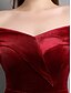 billiga Semi-formell / Cocktail-Sjöjungfru  Trumpet Aftonklänning Elegant Klänning Formal Bröllop Golvlång Korte Ärm Off Shoulder Sammet med Pärlor