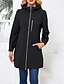 お買い得  アクティブジャケット-女性用 トレンチコート 保温 快適 ジッパー ポケット ファッション 平織り ストリート お出かけ ジッパ－ ロング フード付き レギュラー 長袖 アウターウェア ブラック ピンク スカイブルー 秋 冬