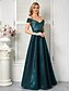 economico Semi-formale / Cocktail-Abiti Quinceanera A-Line Vestito Elegante Matrimonio Lunghezza Intera Senza Maniche Spalline in Poliestere Schiena a V con Pieghe