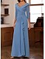economico Abiti da sposa-Abiti per gli ospiti del matrimonio A-line abito elegante ospite matrimonio fidanzamento lunghezza al pavimento maniche a 3/4 scollatura a V chiffon con pieghe arricciatura strass