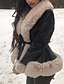 voordelige Winterjassen-Dames Vrijetijdsjas Houd Warm Comfortabel Bontkraag Modieus Effen Uitgaan Weekend Wandelen Normaal Strijkijzer Normale pasvorm Lange mouw bovenkleding Zwart Bruin Beige Herfst Winter