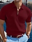 cheap Men's Classic Polo-Men's Zip Polo Textured Vacation Casual Lapel Quarter Zip Short Sleeve Fashion Basic Plain Ribbed Quarter Zip Summer Slim Fit Light Blue White Navy Blue Gray Zip Polo
