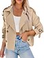 abordables Abrigos &amp; Trench-Mujer Chaqueta casual Cómodo Transpirable Cremallera Bolsillo Moda Casual Plano Vacaciones Calle Casual Ropa Cotidiana Botonadura Simple Corto Cuello Vuelto Ajuste regular Manga Larga Ropa de calle