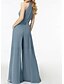 billiga Brudtärneklänningar-Jumpsuits Bröllopsgästklänningar Elegant Klänning Bröllopsgäst Engagemang Golvlängd Ärmlös Halterneck Chiffon med Fickor Remmar