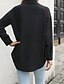 cheap Stripe&amp;Geometric Tops-Women&#039;s Summer Tops Chiffon Tops Color Block Daily Stylish Basic Long Sleeve Shirt Collar Regular Tops Work Daily Holiday Patchwork Print Black And White Black White Spring Fall